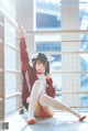 Coser @ 桜 桃 喵 Vol.091: 红色 体操服 (44 photos)