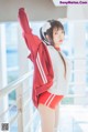 Coser @ 桜 桃 喵 Vol.091: 红色 体操服 (44 photos)